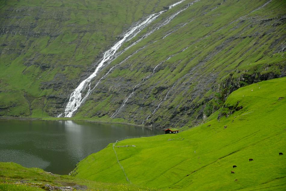 Waterfall flowing down the mountain
