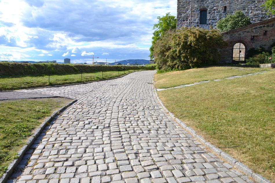 cobbled path to Akershus fortress, Norway, Oslo