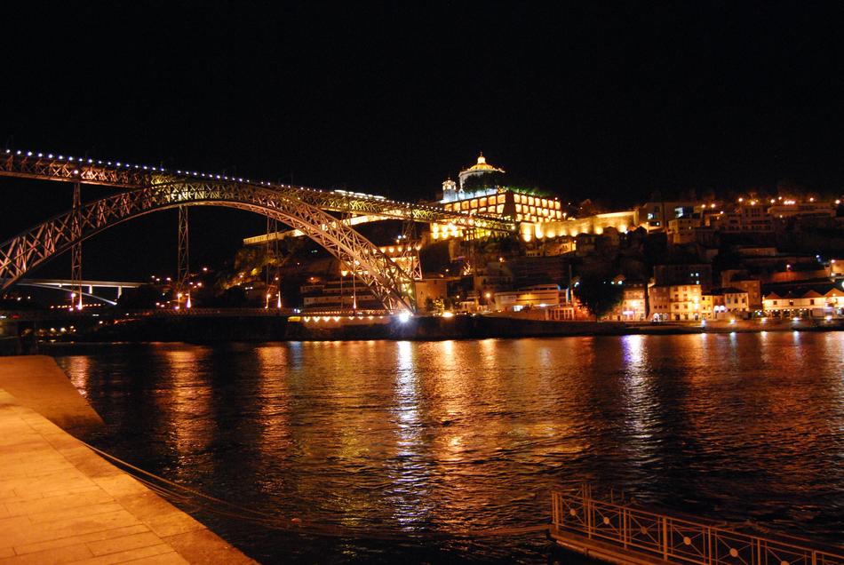 Oporto Portugal Bridge lights