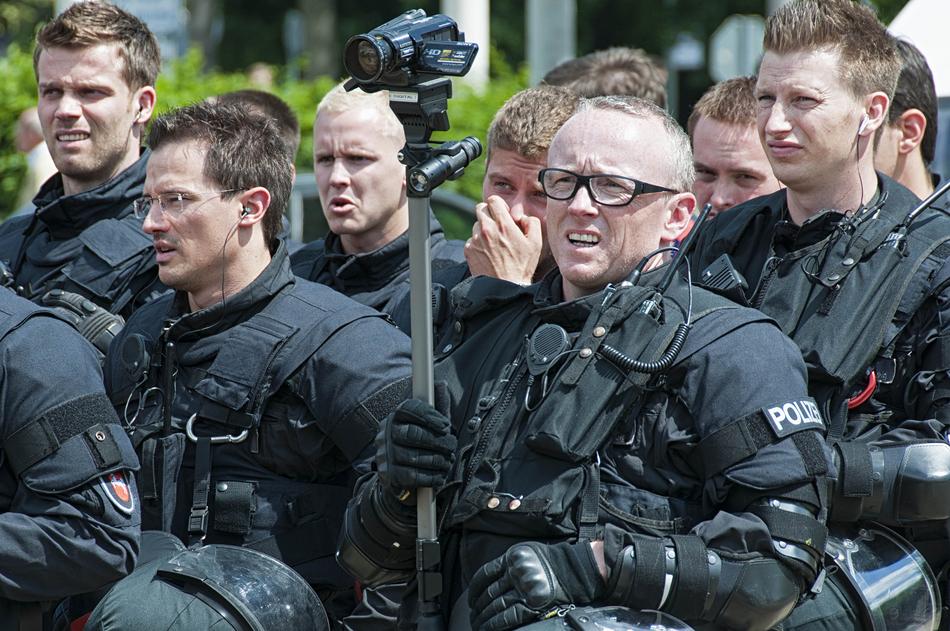 police unit in bulletproof vests