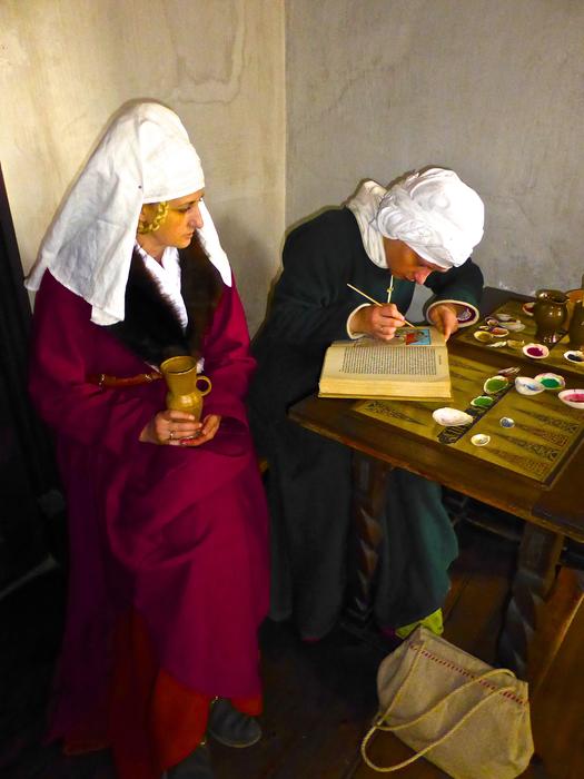 two Medieval european women with book