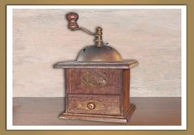 old wooden coffee grinder