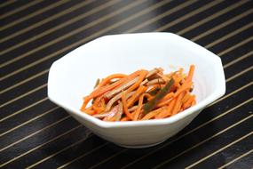 Squid with Carrots salad in bowl, Local Cuisine, japan, fukushima