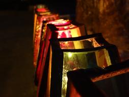 vintage colorful Christmas Lanterns with candles inside