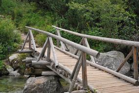 Wooden footbridge over River
