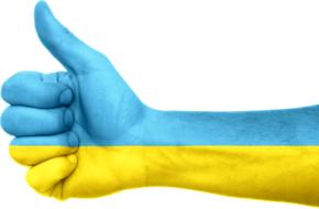 ukraine flag hand thumbs up sign