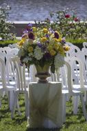 wedding arrangement in the garden