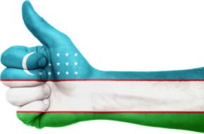 uzbekistan flag hand thumbs up