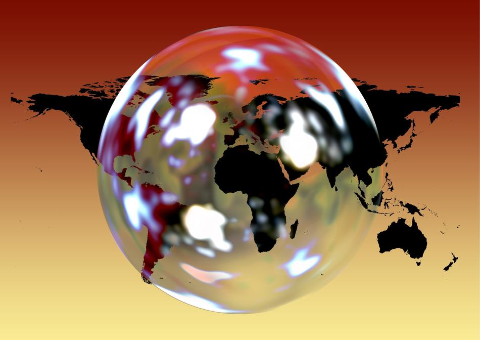 soap bubble on earth map background