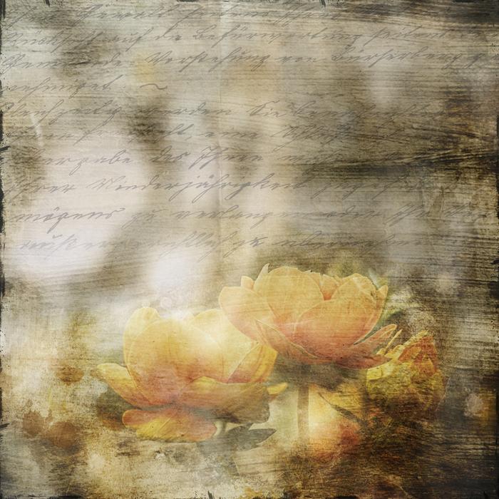 old inscriptions on a background of flowers