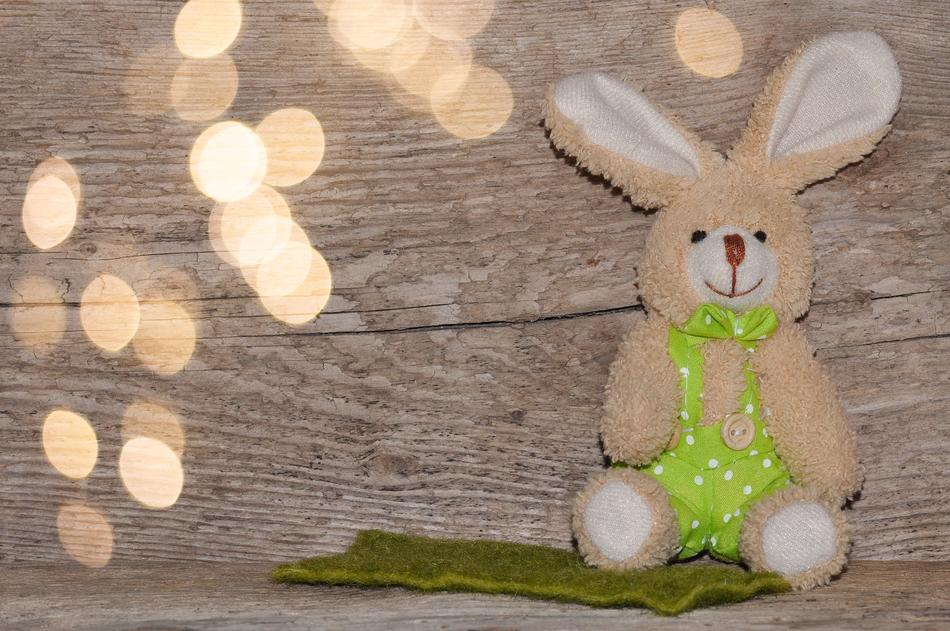 Wood Fabric Bunny Easter