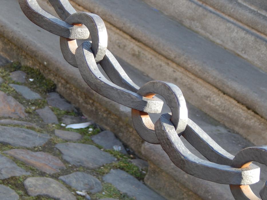 iron chain on the fence in the park