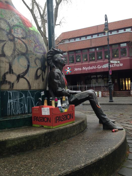 monument and empty bottles in a box in Berlin