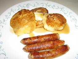 Pork Sausages and Pancakes with Maple Syrup