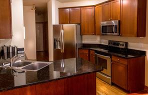 Kitchen in wooden colors in a modern style