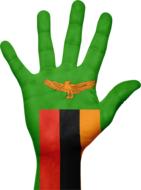 zambia flag hand national fingers