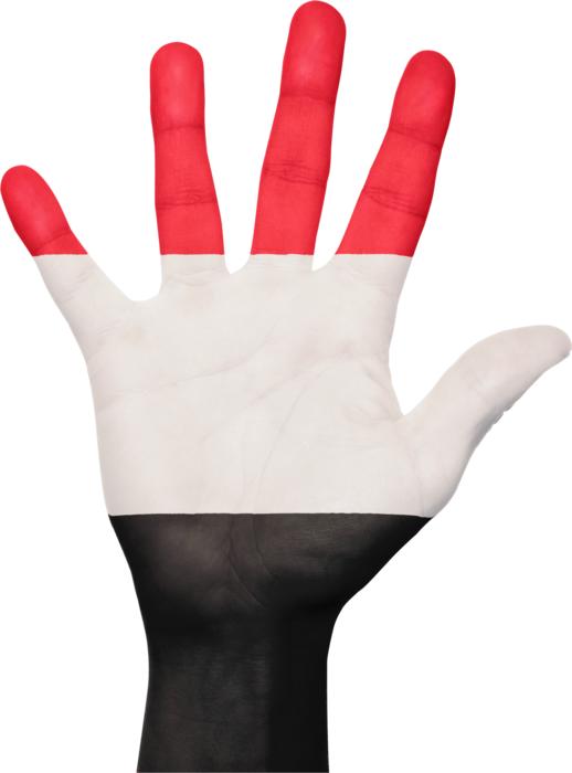 yemen country flag hand symbol