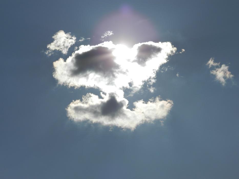 white clouds illuminated by the sun in the sky