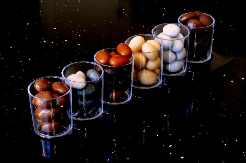 Delicious candy spread out in glasses