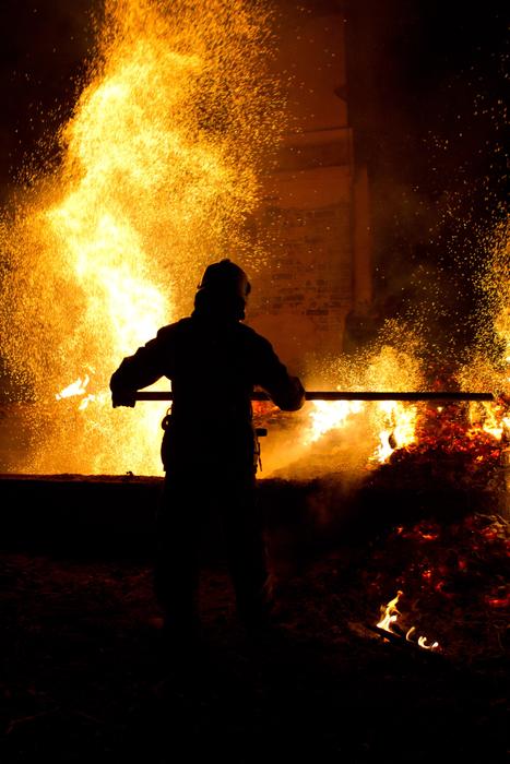 firefighter on a background of flames