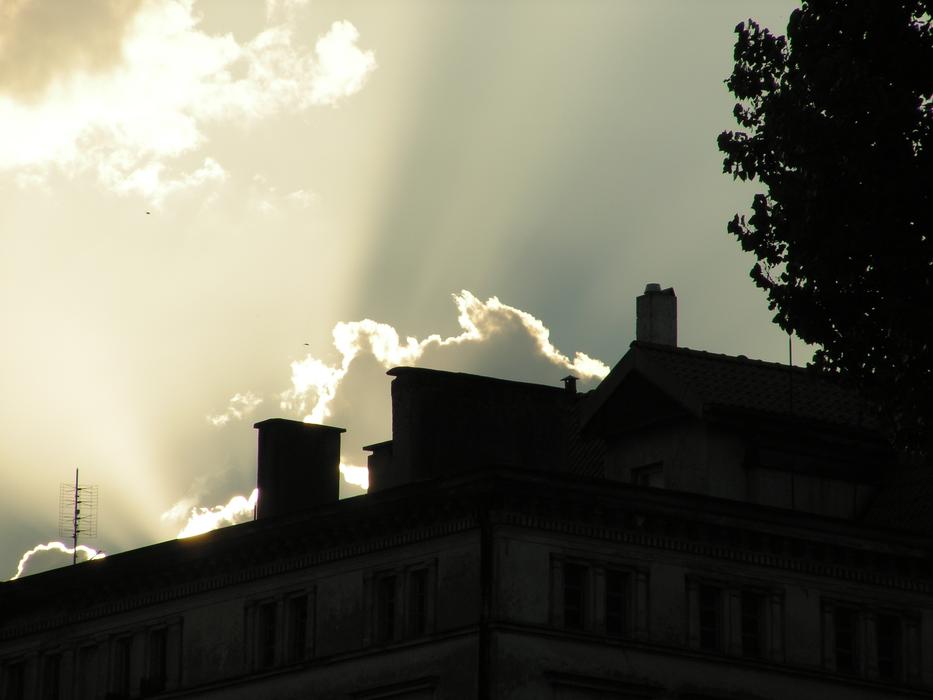 silhouette of a house in the sunlight