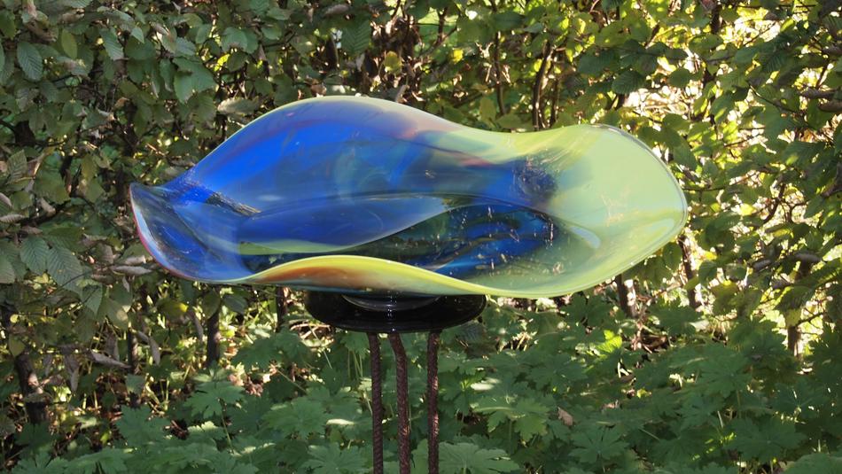 Glass bowl installed in the garden