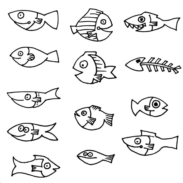 children drawing of fishes