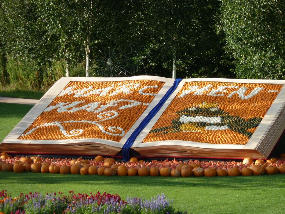 Autumn Pumpkin book Decoration in park
