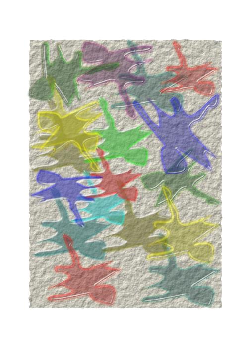Painting on paper with bright spots