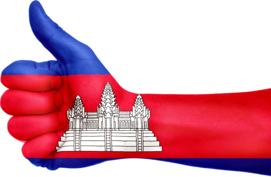 cambodia flag hand national