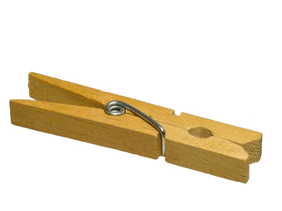 wooden clothespin isolated on white background