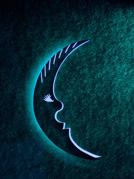 moon mondmann moonface blue green