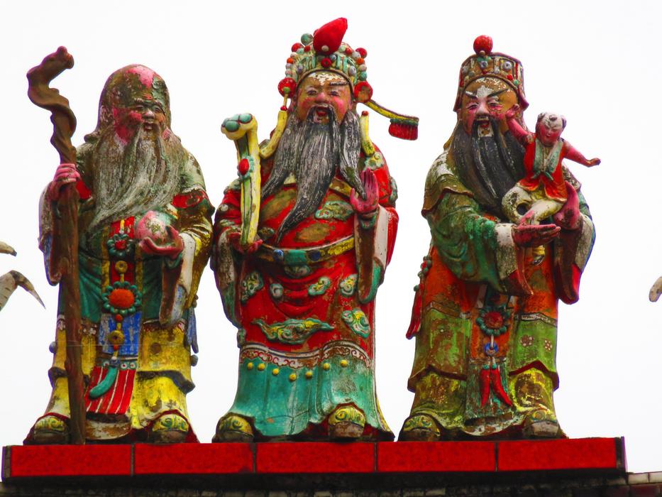 Chinese wooden figures in color