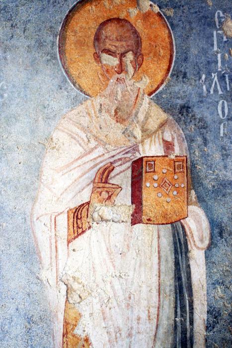 fresco of the face of the saint