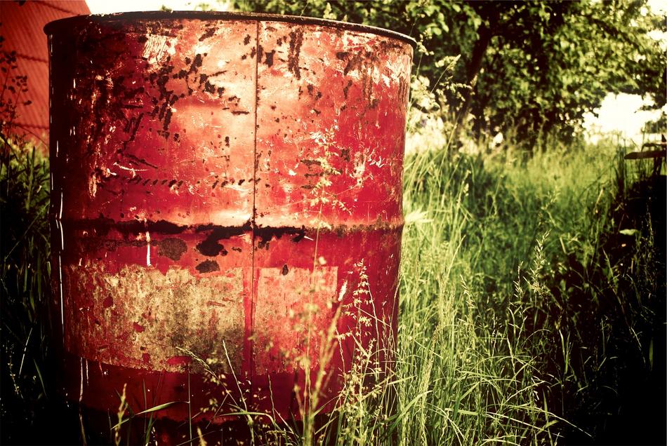 red iron barrel rusty