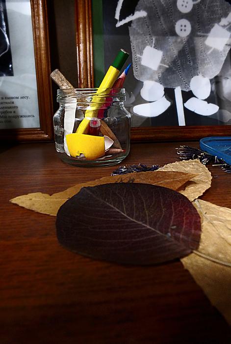 dry sheet on a table with stationery
