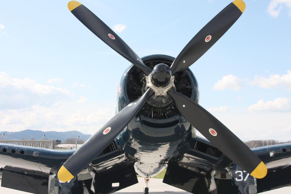 Aircraft blades photographed up close