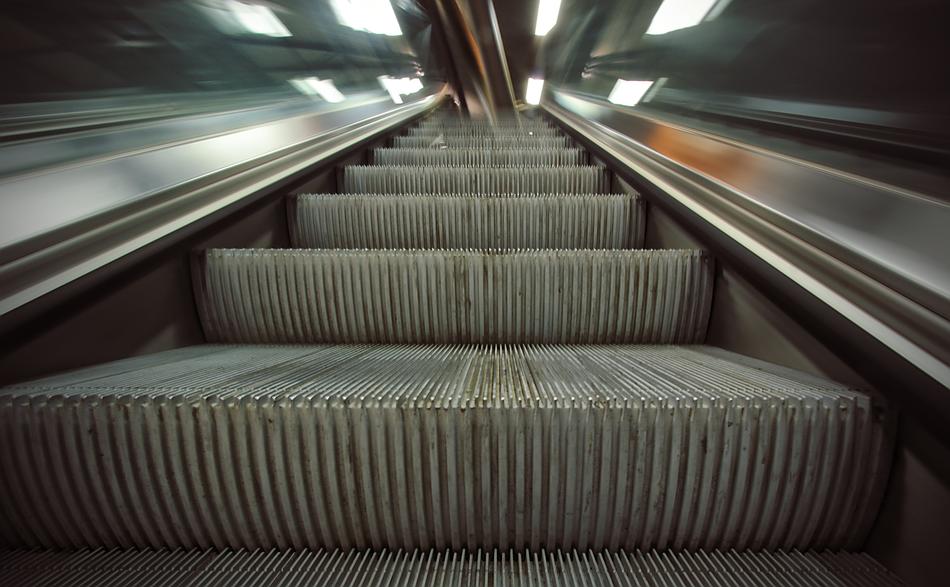 Escalator steps in the subway