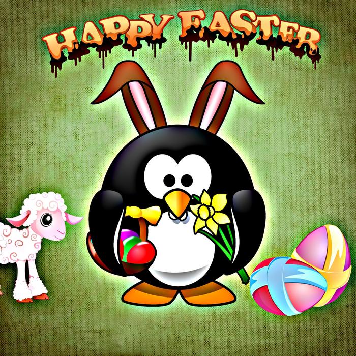 easter greeting card funny penguin