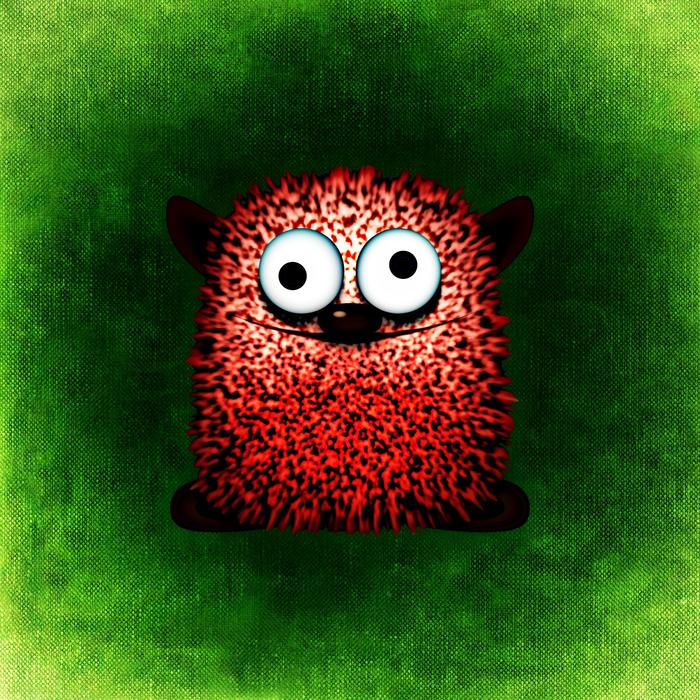 fluffy monster on a green background