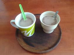 hot cappuccino on table