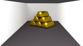 gold bars bricks 3d