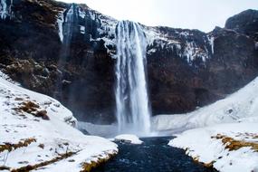 Waterfall Winter Cliff