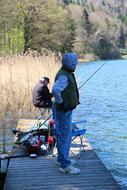 Lake Fishing Pier Fisherman