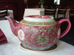 pink patterned teapot