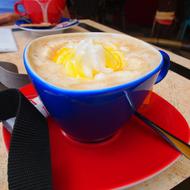 Coffee with Whipped Cream in cafe