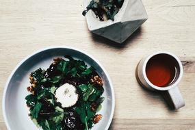 tea with vegetable salad