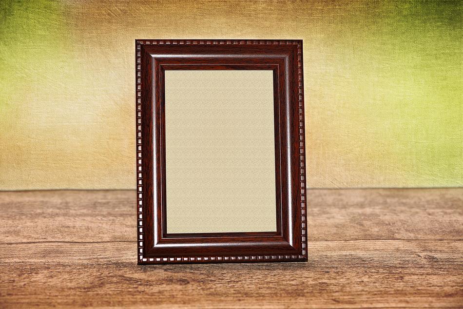 Bright yellow background with picture frame