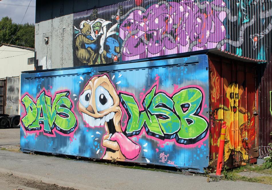 colored graffiti on the garage