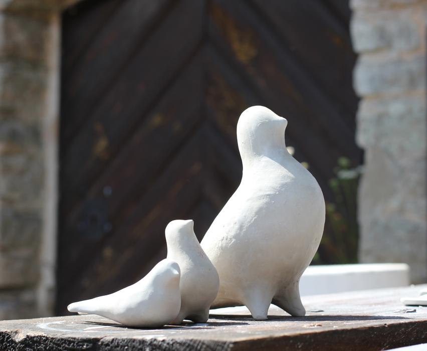 Pigeons Ceramics White Clay